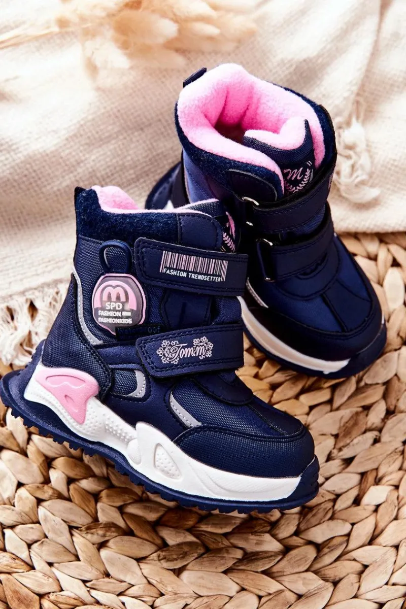 Outlet Boto Dziecięce Ocieplane Śniegowce Botki Granatowe Nemi