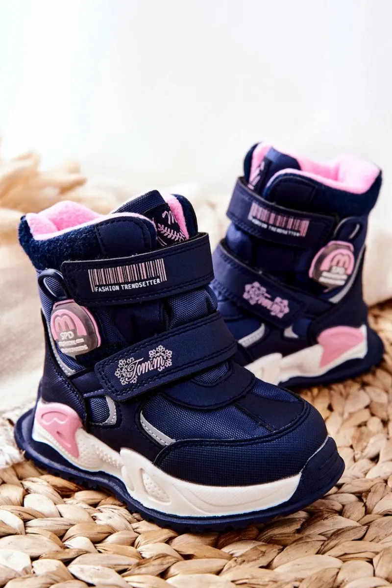 Outlet Boto Dziecięce Ocieplane Śniegowce Botki Granatowe Nemi