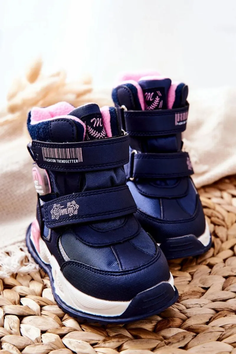 Outlet Boto Dziecięce Ocieplane Śniegowce Botki Granatowe Nemi
