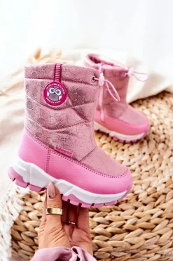 Dziewczęce>Boto Dziecięce Ocieplane Śniegowce Na Suwak Różowe Layoth