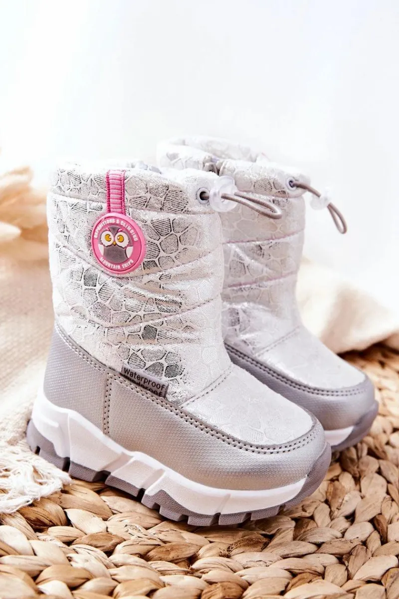 Online Dziecięce Ocieplane Śniegowce Na Suwak Srebrno-Białe Laoth Dzieci Dziewczęce