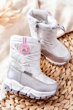 Online Dziecięce Ocieplane Śniegowce Na Suwak Srebrno-Białe Laoth Dzieci Dziewczęce