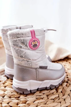 Online Dziecięce Ocieplane Śniegowce Na Suwak Srebrno-Białe Laoth Dzieci Dziewczęce