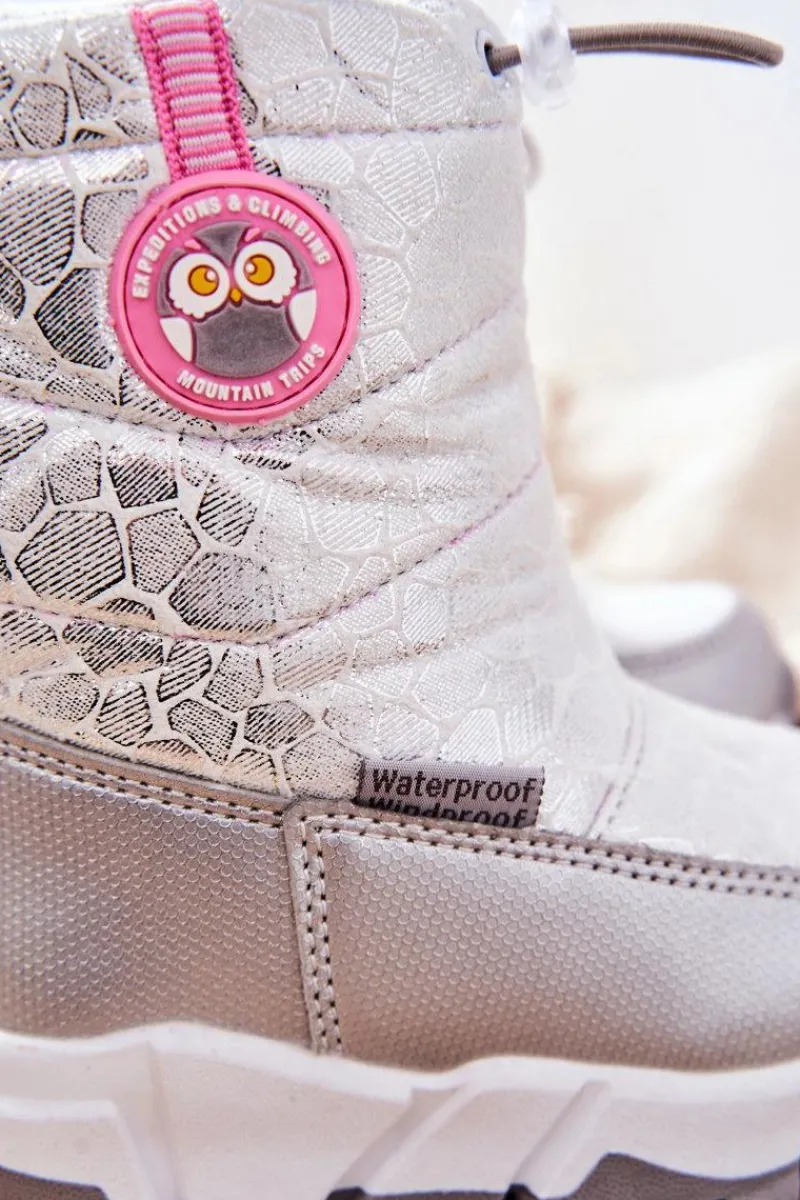 Online Dziecięce Ocieplane Śniegowce Na Suwak Srebrno-Białe Laoth Dzieci Dziewczęce