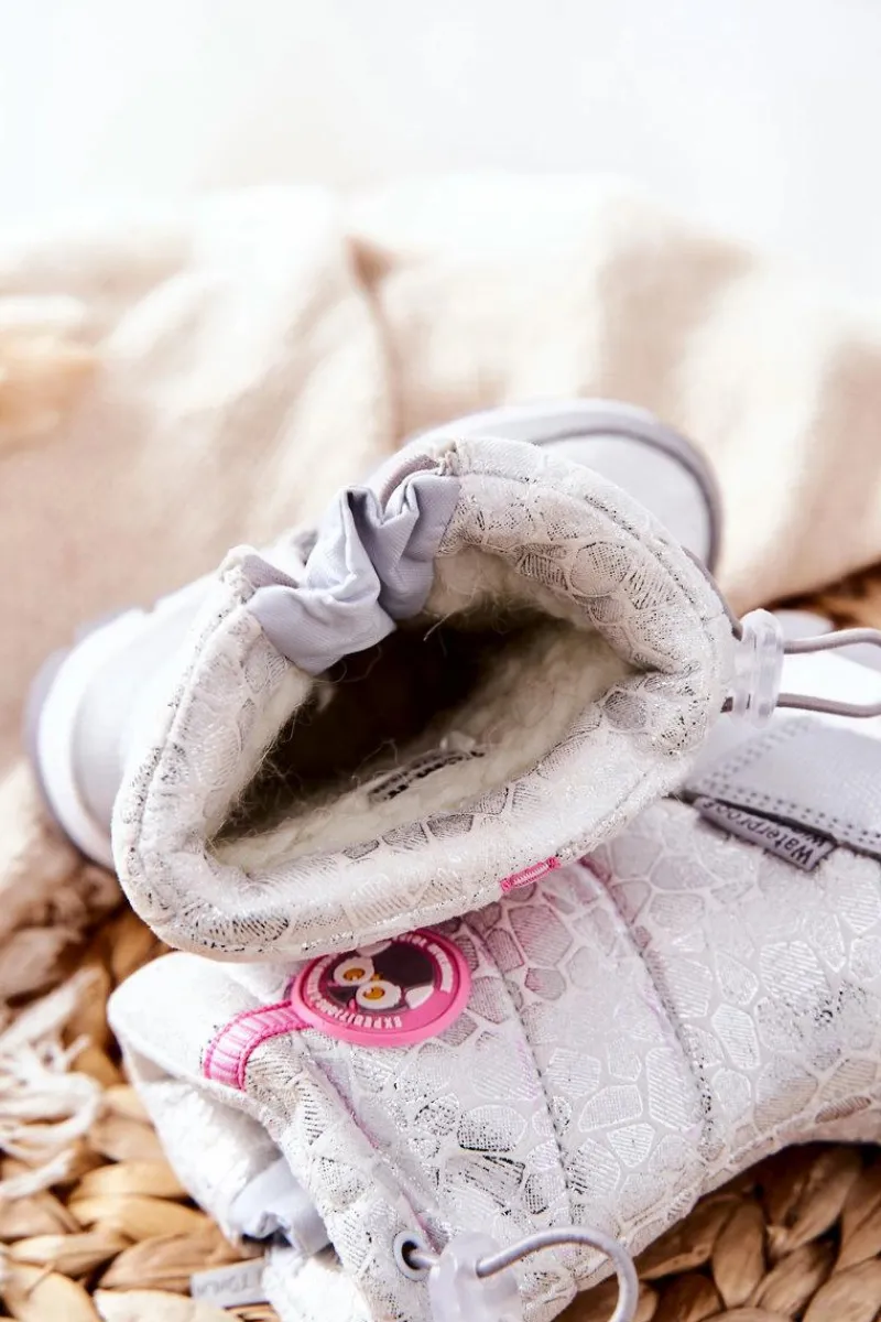 Online Dziecięce Ocieplane Śniegowce Na Suwak Srebrno-Białe Laoth Dzieci Dziewczęce