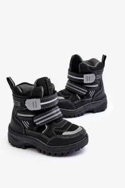 Chłopięce|Dziewczęce></noscript>Big Star Shoes Dziecięce Ocieplane Śniegowce Na Rzepy Czarne Big Star MM374129