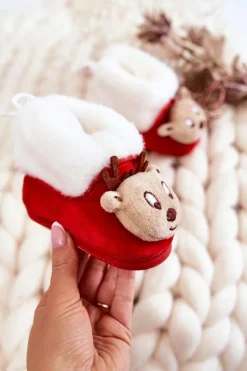 Best Dziecięce Ocieplane Papcie Renifer Czerwone Dzieci Chłopięce|Dziewczęce