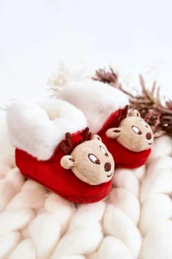 Best Dziecięce Ocieplane Papcie Renifer Czerwone Dzieci Chłopięce|Dziewczęce