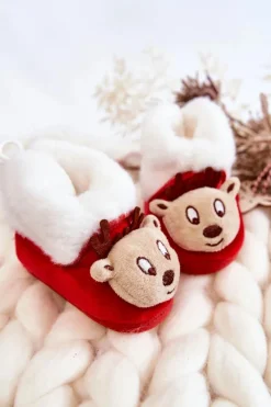 Best Dziecięce Ocieplane Papcie Renifer Czerwone Dzieci Chłopięce|Dziewczęce