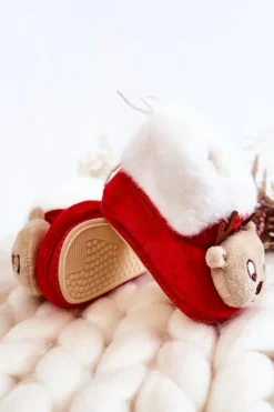 Best Dziecięce Ocieplane Papcie Renifer Czerwone Dzieci Chłopięce|Dziewczęce