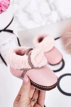 Chłopięce|Dziewczęce>Boto Dziecięce Ocieplane Papcie Z Kożuszkiem Różowe Cloudlet