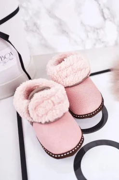 Chłopięce|Dziewczęce></noscript>Boto Dziecięce Ocieplane Papcie Z Kożuszkiem Różowe Cloudlet