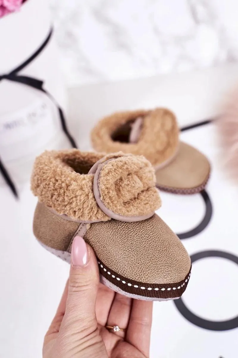 Clearance Dziecięce Ocieplane Papcie Z Kożuszkiem Beżowe Cloudlet Dzieci Chłopięce|Dziewczęce