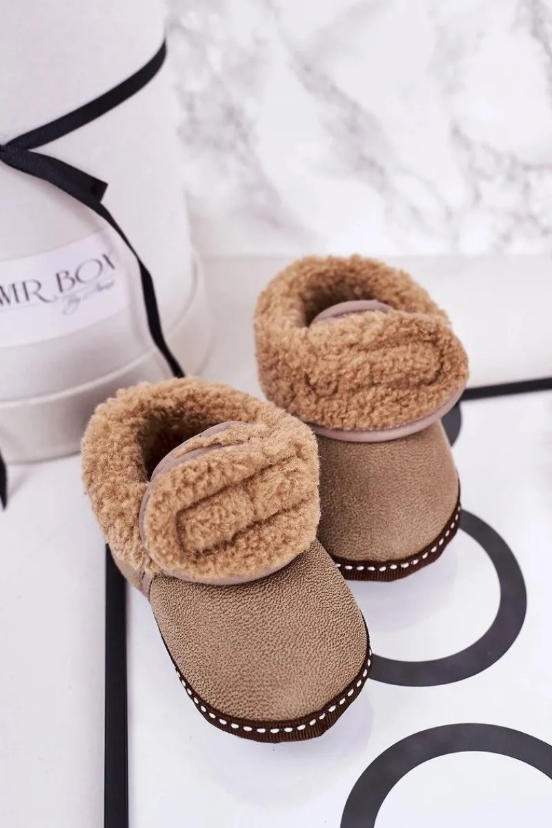 Clearance Dziecięce Ocieplane Papcie Z Kożuszkiem Beżowe Cloudlet Dzieci Chłopięce|Dziewczęce