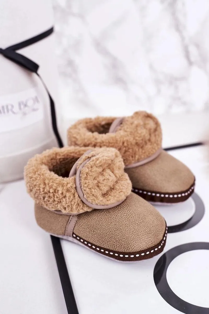 Clearance Dziecięce Ocieplane Papcie Z Kożuszkiem Beżowe Cloudlet Dzieci Chłopięce|Dziewczęce