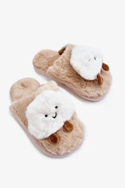 Hot Boto Dziecięce Ocieplane Papcie Z Futerkiem Beżowe Rubee