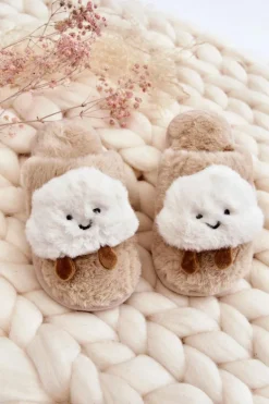 Hot Boto Dziecięce Ocieplane Papcie Z Futerkiem Beżowe Rubee