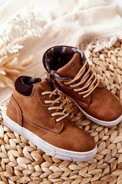 Discount Dziecięce Ocieplane Sportowe Buty Big Star BB374131BS Camel Dzieci Chłopięce|Dziewczęce