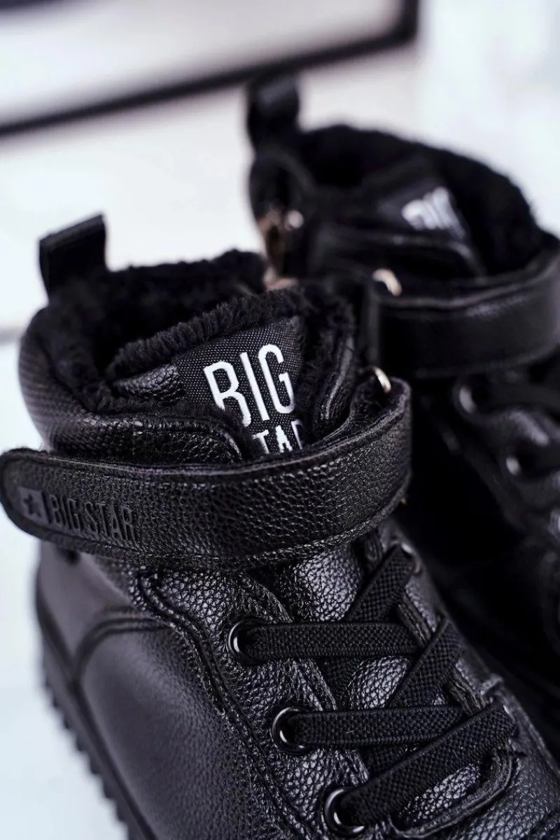 Chłopięce|Dziewczęce>Big Star Shoes Dziecięce Ocieplane Sportowe Buty Big Star GG374040 Czarne Czarny