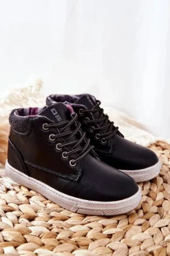 Big Star Shoes Dziecięce Ocieplane Sportowe Buty Big Star BB374132BS Czarne