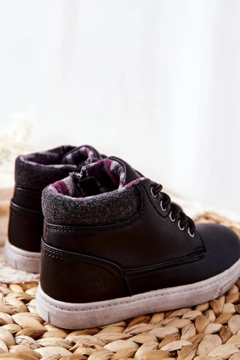 Big Star Shoes Dziecięce Ocieplane Sportowe Buty Big Star BB374132BS Czarne