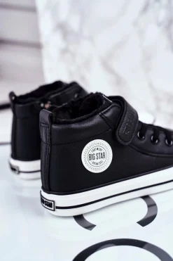 Hot Dziecięce Ocieplane Trampki Big Star GG374035 Czarne Dzieci Chłopięce|Dziewczęce