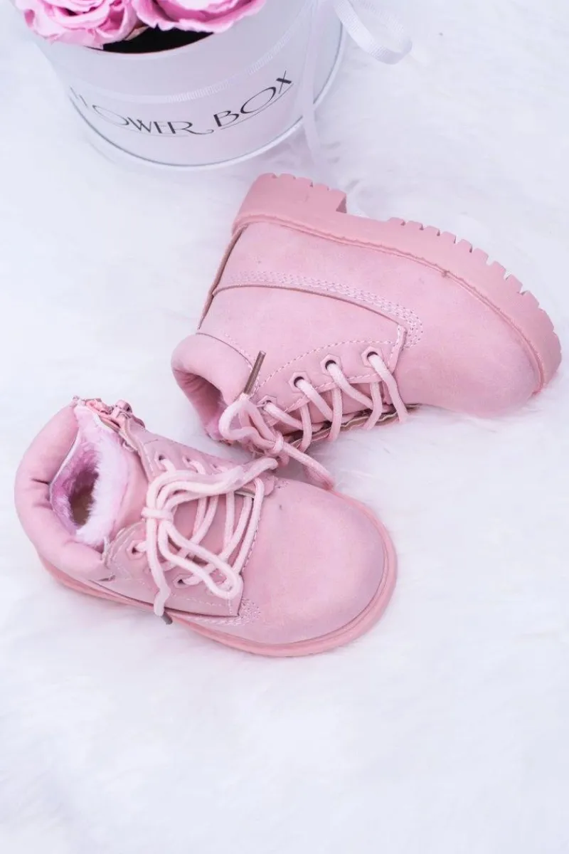 Best Boto Dziecięce Ocieplane Trapery Botki Pudrowy Róż Dexter