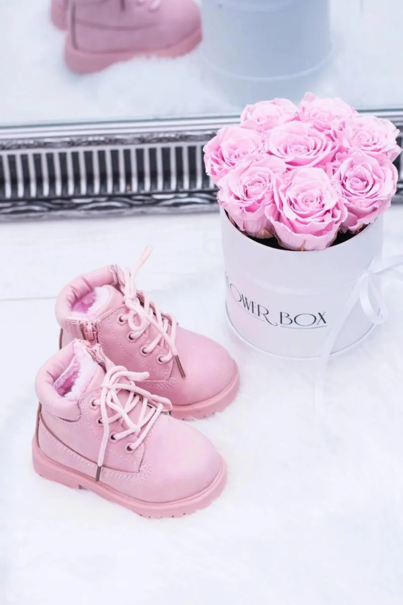 Best Boto Dziecięce Ocieplane Trapery Botki Pudrowy Róż Dexter