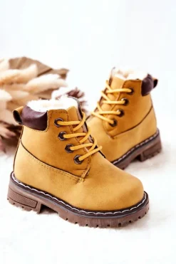 Clearance Boto Dziecięce Ocieplane Trapery Botki Żółte Royals