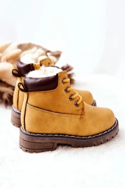 Clearance Boto Dziecięce Ocieplane Trapery Botki Żółte Royals