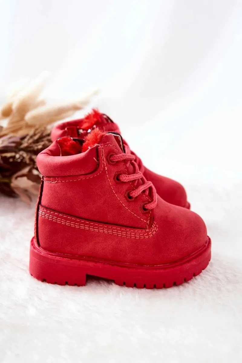 Discount Dziecięce Ocieplane Trapery Botki Czerwone Dexter Dzieci Chłopięce|Dziewczęce