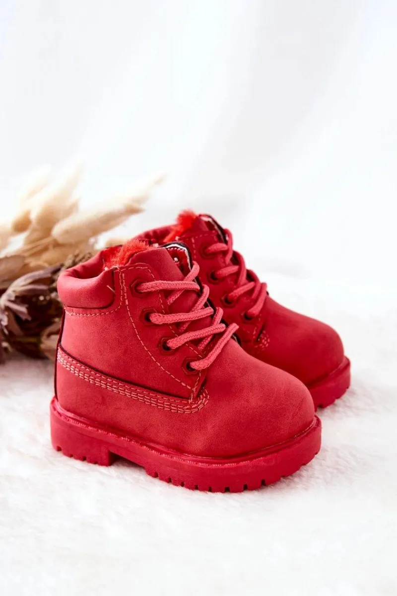 Discount Dziecięce Ocieplane Trapery Botki Czerwone Dexter Dzieci Chłopięce|Dziewczęce