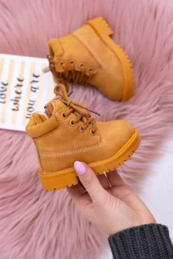 Best Dziecięce Ocieplane Trapery Botki Camel Dexter Dzieci Chłopięce|Dziewczęce