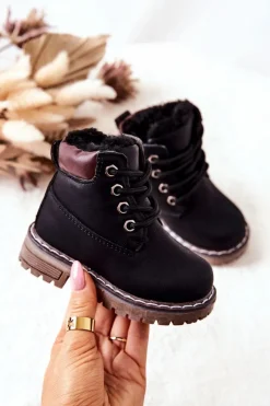 Chłopięce|Dziewczęce>Boto Dziecięce Ocieplane Trapery Botki Czarne Royals