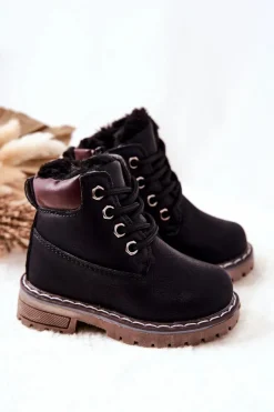 Chłopięce|Dziewczęce></noscript>Boto Dziecięce Ocieplane Trapery Botki Czarne Royals