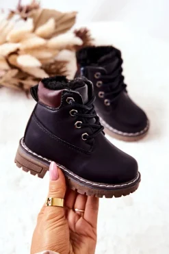 Online Dziecięce Ocieplane Trapery Botki Granatowe Royals Dzieci Chłopięce|Dziewczęce