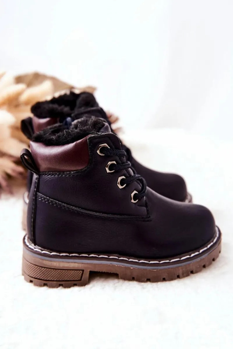 Online Dziecięce Ocieplane Trapery Botki Granatowe Royals Dzieci Chłopięce|Dziewczęce