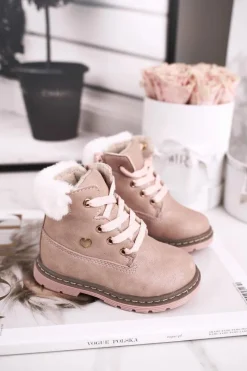 Online Dziecięce Ocieplane Trapery Botki Różowe Maestro Dzieci Dziewczęce