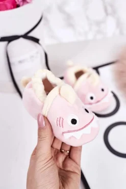 Chłopięce|Dziewczęce>Boto Dziecięce Ocieplane Welurowe Papcie Różowe Monster