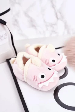 Chłopięce|Dziewczęce>Boto Dziecięce Ocieplane Welurowe Papcie Różowe Monster