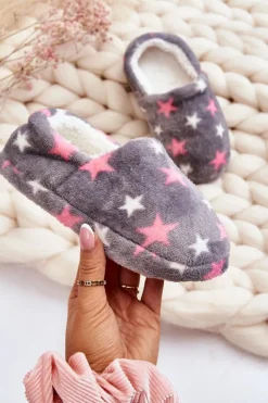 Dziewczęce|Back To School>Boto Dziecięce Ocieplane Wsuwane Papcie W Gwiazdy Szare Meyra