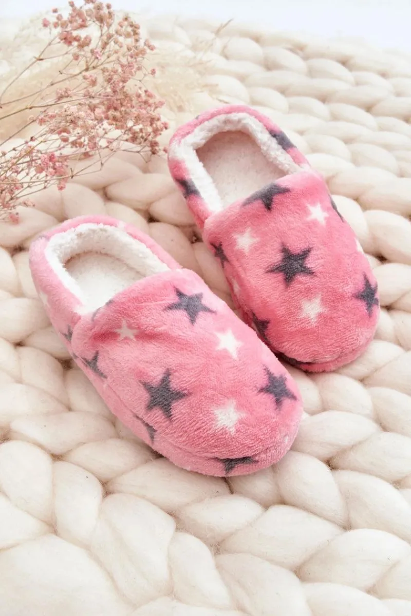Outlet Dziecięce Ocieplane Wsuwane Papcie W Gwiazdy Różowe Meyra Dzieci Dziewczęce|Back To School