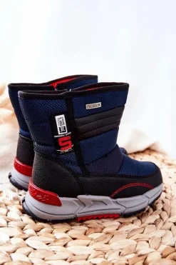 Chłopięce>Boto Dziecięce Ocieplane Wysokie Śniegowce Granatowe Leoth