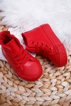 Chłopięce|Dziewczęce>Boto Dziecięce Ocieplane Wysokie Trampki Czerwone Filemon