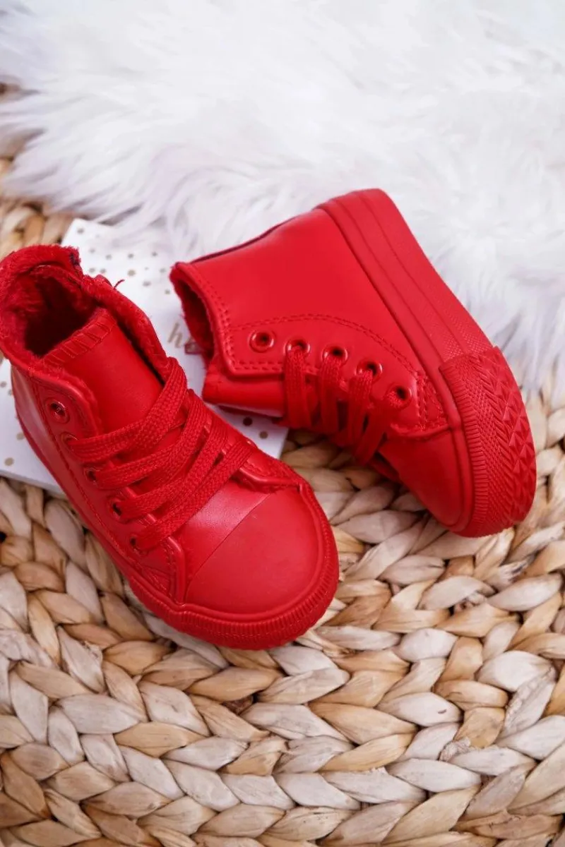 Chłopięce|Dziewczęce>Boto Dziecięce Ocieplane Wysokie Trampki Czerwone Filemon