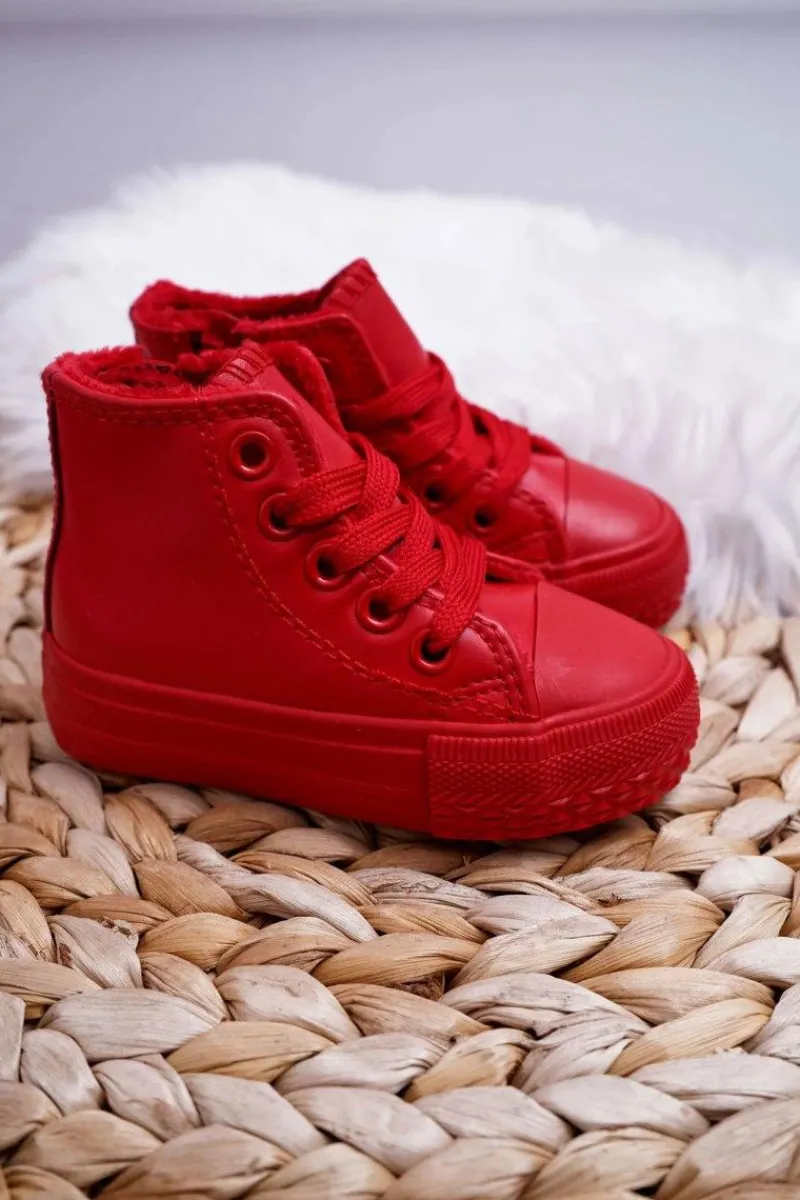 Chłopięce|Dziewczęce>Boto Dziecięce Ocieplane Wysokie Trampki Czerwone Filemon