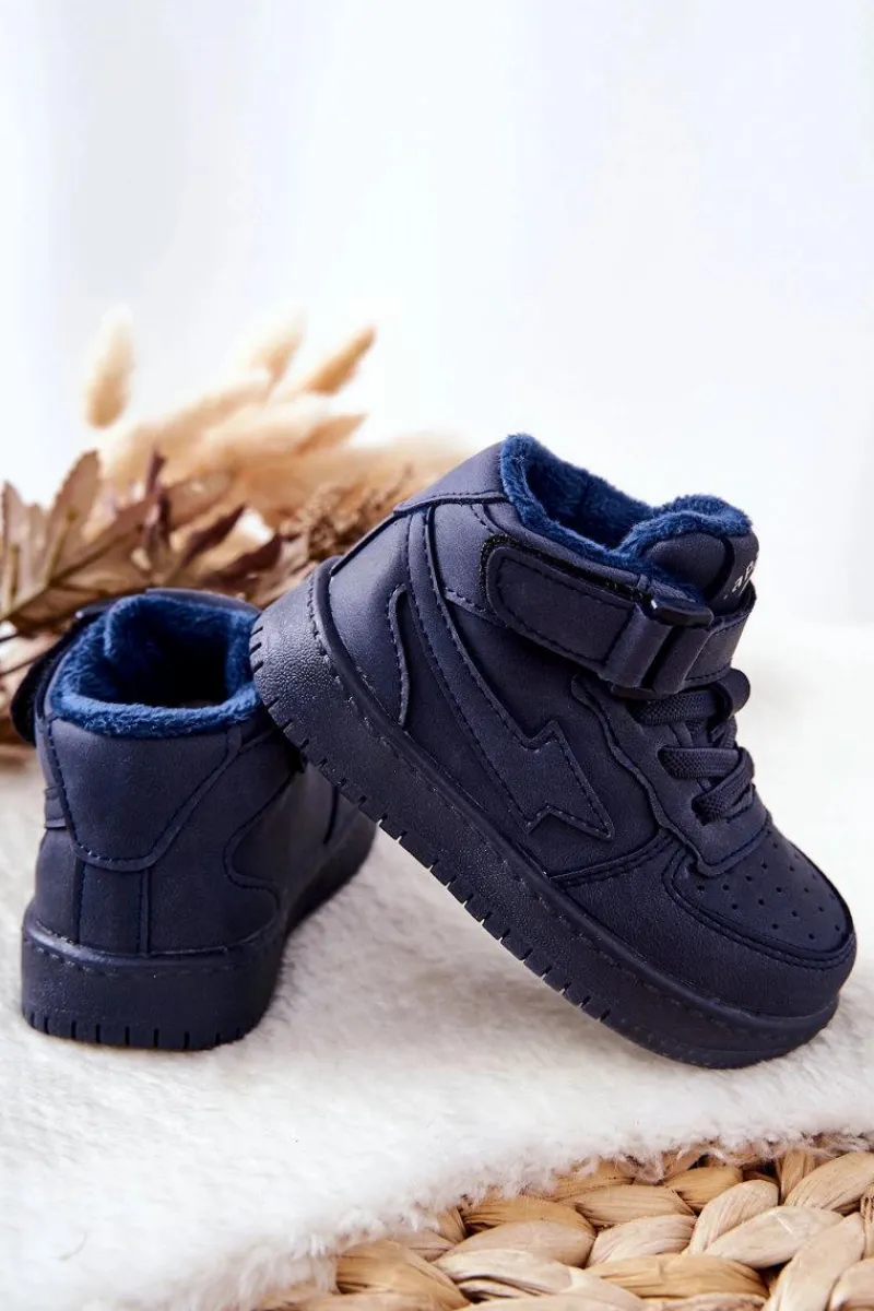 Chłopięce|Back To School>Boto Dziecięce Ocieplane Wysokie Buty Sportowe Granatowe Clafi Niebieski