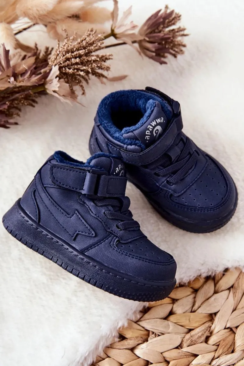 Chłopięce|Back To School>Boto Dziecięce Ocieplane Wysokie Buty Sportowe Granatowe Clafi Niebieski