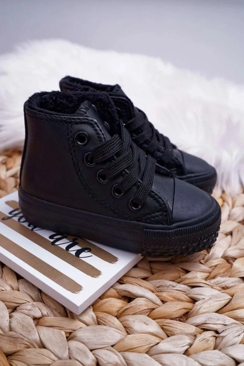 Best Dziecięce Ocieplane Wysokie Trampki Czarne Filemon Dzieci Chłopięce|Dziewczęce