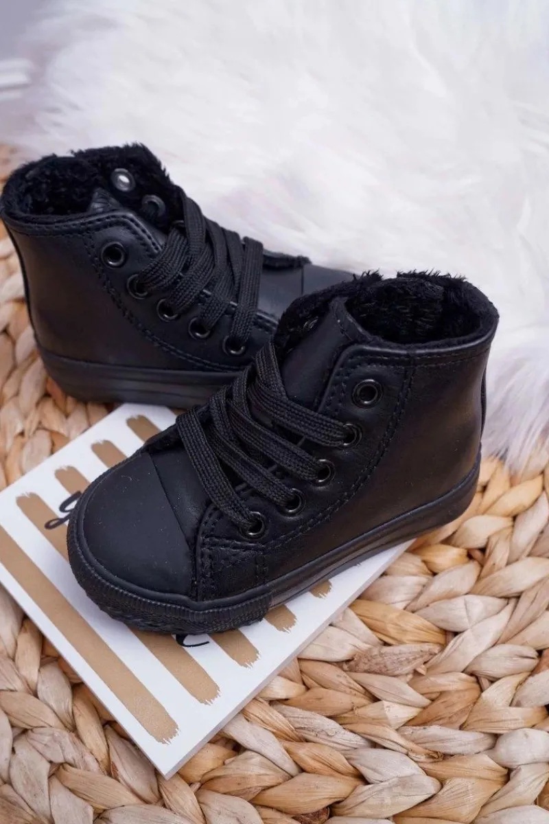 Best Dziecięce Ocieplane Wysokie Trampki Czarne Filemon Dzieci Chłopięce|Dziewczęce